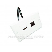 Placa Tapa Decora HDMI 4k pigtail + Jack RJ45 Cat6 en ABS